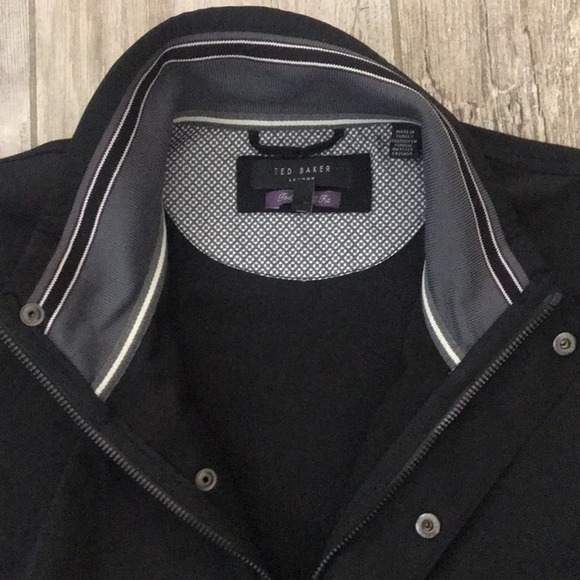 Ted Baker Black Tall Fit light weight Full Zip and Snap Bomber jacket size 4 - Picture 9 of 12